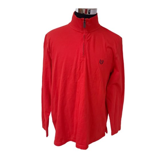 Chaps Mens XL Orange 1/4 Zip Pullover Long Sleeve Heavyweight Polo Shirt - Picture 1 of 12
